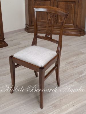 Sedia in noce per tavolo da pranzo stile classico con seduta imbottita